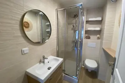 Salle de bains dans l'établissement Morlaix Hyper Centre Charme