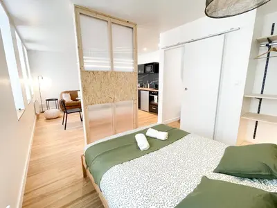 Un ou plusieurs lits dans un hébergement de l'établissement Le petit loft