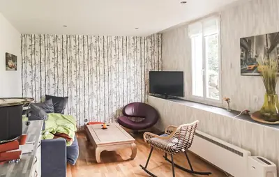 Télévision ou salle de divertissement dans l'établissement Beautiful Apartment In Saint-Evarzec