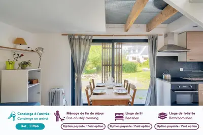 Cuisine ou kitchenette dans l'établissement 1km de la plage de Plovan - Studio pour 2