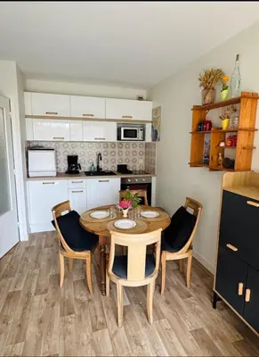 Cuisine ou kitchenette dans l'établissement Charmant studio à 5min de la plage - Kerambigorn