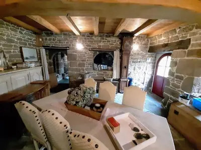 Coin salon dans l'établissement Manoir de Kergoat Vras