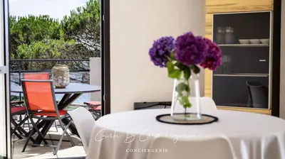 Balcon ou terrasse dans l'établissement BRISE MARINE APPARTEMENT 4 Pers FACE MER CONCARNEAU