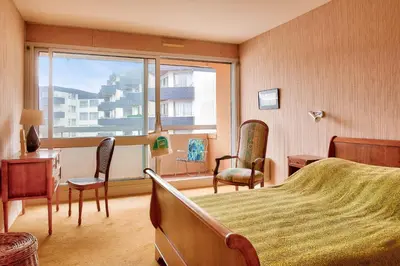 Un ou plusieurs lits dans un hébergement de l'établissement À 200m de la plage, appartement vue mer pour 4