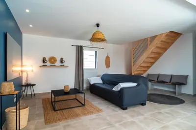 Coin salon dans l'établissement La Villa Bianca - A 10 min à pied de la plage