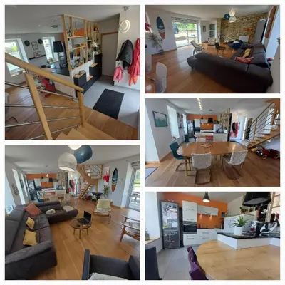 Cuisine ou kitchenette dans l'établissement Maison de famille en bord de mer