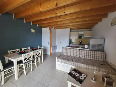 Un ou plusieurs lits dans un hébergement de l'établissement Maison mer et piscine 3 nuits minimum