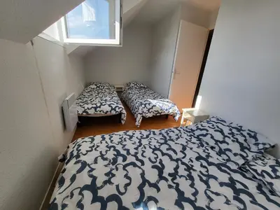 Un ou plusieurs lits dans un hébergement de l'établissement Maison mer et piscine 3 nuits minimum