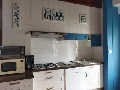 Cuisine ou kitchenette dans l'établissement Maison de vacances