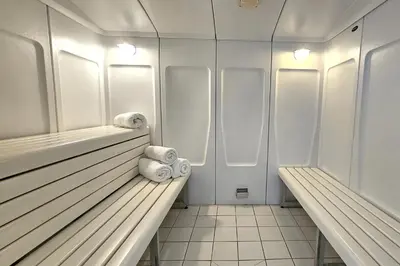 Salle de bains dans l'établissement Havre de paix à proximité de l'océan