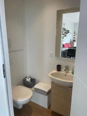 Salle de bains dans l'établissement Gîte les Hirondelles
