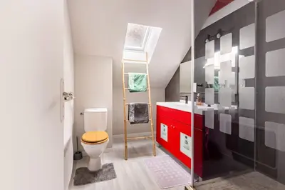 Salle de bains dans l'établissement Maison tout confort 10 personnes - La Halte Bigoudene