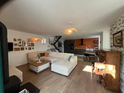 Coin salon dans l'établissement Maison de campagne 8pers proche Carantec, Morlaix, Roscoff