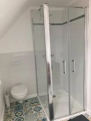 Salle de bains dans l'établissement Ty Ar Pesketour