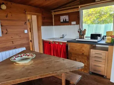 Cuisine ou kitchenette dans l'établissement Le Terrier sur la dune de Tronoën