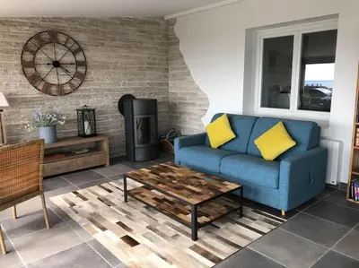 Coin salon dans l'établissement Superbe maison face a l ocean