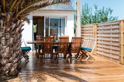 Balcon ou terrasse dans l'établissement Havre de Paix à Pors Carn à 7 mins à pied de la plage