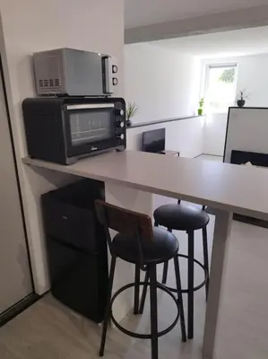 Cuisine ou kitchenette dans l'établissement Charmant studio pour 3 personnes