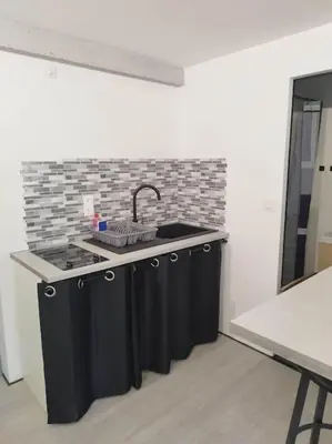 Cuisine ou kitchenette dans l'établissement Charmant studio pour 3 personnes