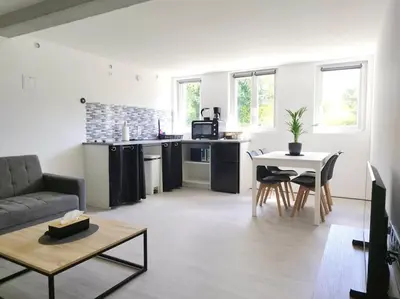Cuisine ou kitchenette dans l'établissement Charmant T2 flambant neuf pour 3 pers