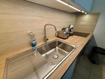 Cuisine ou kitchenette dans l'établissement Appartement deux chambres Brest centre proche Tram