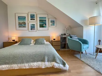 Un ou plusieurs lits dans un hébergement de l'établissement Bel appartement exposé Sud-ouest avec terrasse