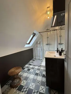 Cuisine ou kitchenette dans l'établissement Gîte de Pennenez
