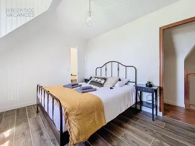 Un ou plusieurs lits dans un hébergement de l'établissement Villa Trébéron - Vue mer exceptionnelle à Crozon