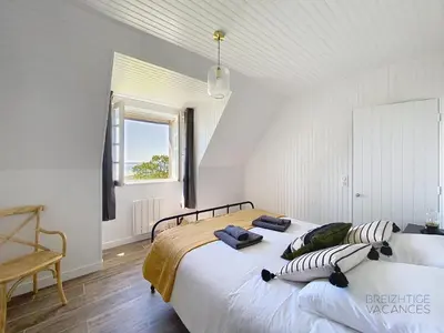 Un ou plusieurs lits dans un hébergement de l'établissement Villa Trébéron - Vue mer exceptionnelle à Crozon