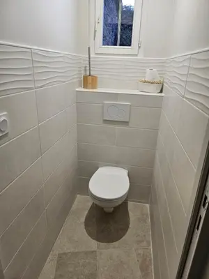Salle de bains dans l'établissement Moulin de Kerstrat