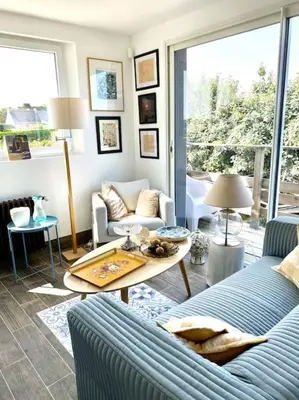Coin salon dans l'établissement VILLA DU BILLOU Repos et plaisirs de la mer