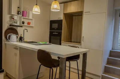 Cuisine ou kitchenette dans l'établissement Ti Gwer - vue mer - wifi