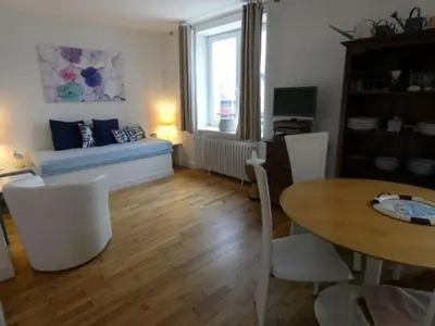 Coin salon dans l'établissement appartement fleurs