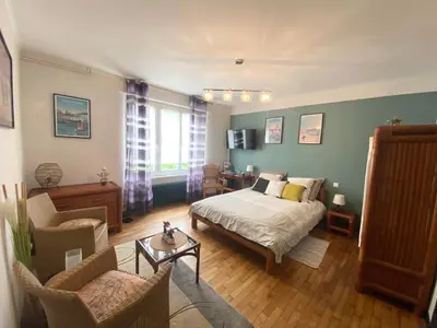 Un ou plusieurs lits dans un hébergement de l'établissement Appartement Douarnenez, Treboull hag ar mor