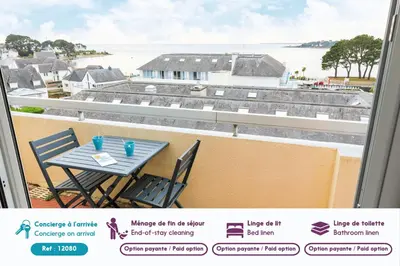 Balcon ou terrasse dans l'établissement Appartement pour 4 avec vue sur mer, Benodet