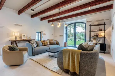 Coin salon dans l'établissement Villas Goarem Louzet