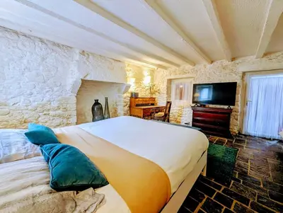 Un ou plusieurs lits dans un hébergement de l'établissement Maison Bretonne Ti Ar Strobineller, Plages et GR34 à 10 mn Plouguerneau