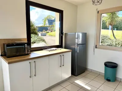 Cuisine ou kitchenette dans l'établissement La marée haute - vue mer imprenable