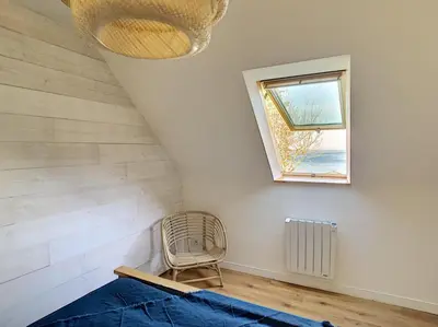 Un ou plusieurs lits dans un hébergement de l'établissement Ti sklaer - vue mer - wifi