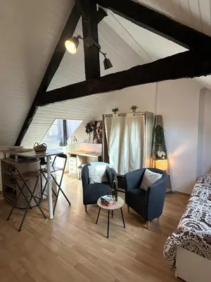 Un ou plusieurs lits dans un hébergement de l'établissement Studio Sur les Toits - Centre Historique