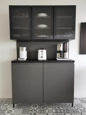 Cuisine ou kitchenette dans l'établissement Studio vue mer roscoff et île de batz
