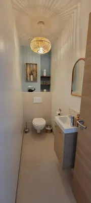 Salle de bains dans l'établissement Gîte 