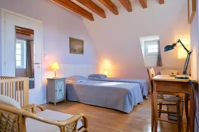 Un ou plusieurs lits dans un hébergement de l'établissement Villa ile Vierge-Crozon, Nature, mer, site classé