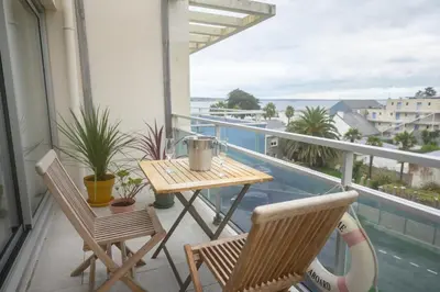Balcon ou terrasse dans l'établissement Le Trez', vue mer imprenable
