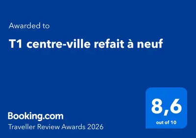 Certificat, récompense, panneau ou autre document affiché dans l'établissement T1 centre-ville refait à neuf