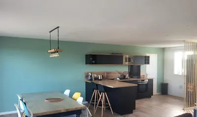 Cuisine ou kitchenette dans l'établissement Maison le dauphin Kerlouan