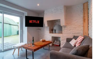 Coin salon dans l'établissement Maison spacieuse a 20 minutes de mer