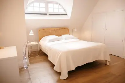 Un ou plusieurs lits dans un hébergement de l'établissement Superbe maison pour 6 à 500 m de la mer