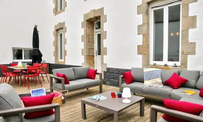 Coin salon dans l'établissement Grande maison familiale pour 9 - Bord de mer
