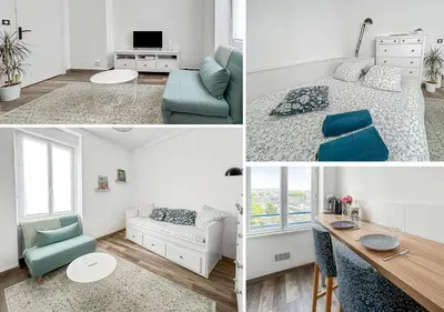 Coin salon dans l'établissement Séjour calme au cœur de Brest, vue sur la rade